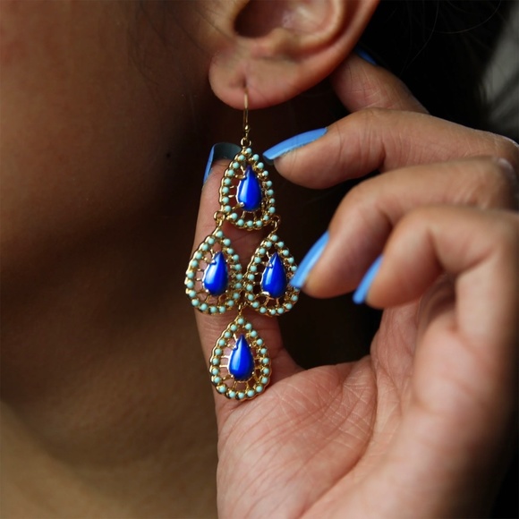 Stella & Dot Seychelles Tear Drop Chandelier Earrings - Picture 5 of 5